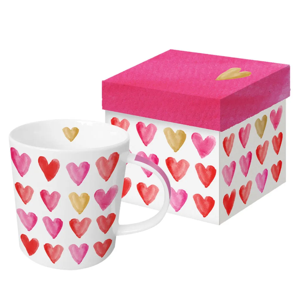 Trend Mug Gift Box 'Aquarell Hearts real gold'